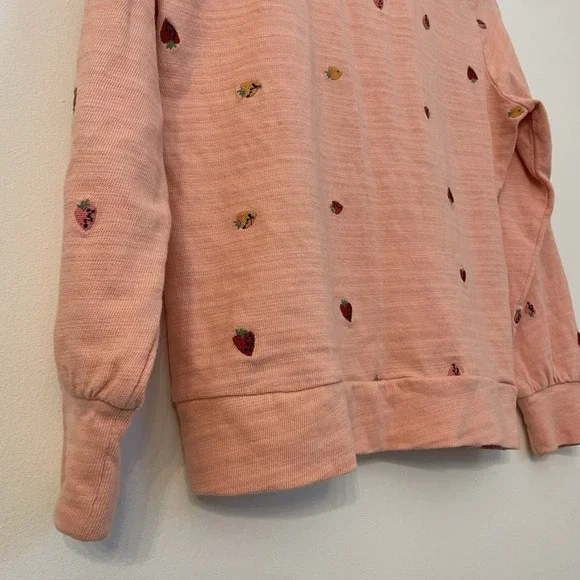 LOFT Petits Peach Sweater XXSP Strawberry Heart Embroidered Cottagecore Preppy - Picture 15 of 16